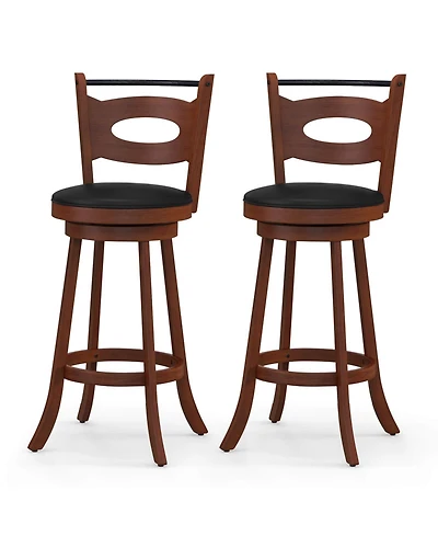 Skonyon 2 Pieces 29 inch Swivel Bar Stools with Curved Backrest and Seat Cushions