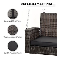 2-Person Wicker Swing Bench with Cushions