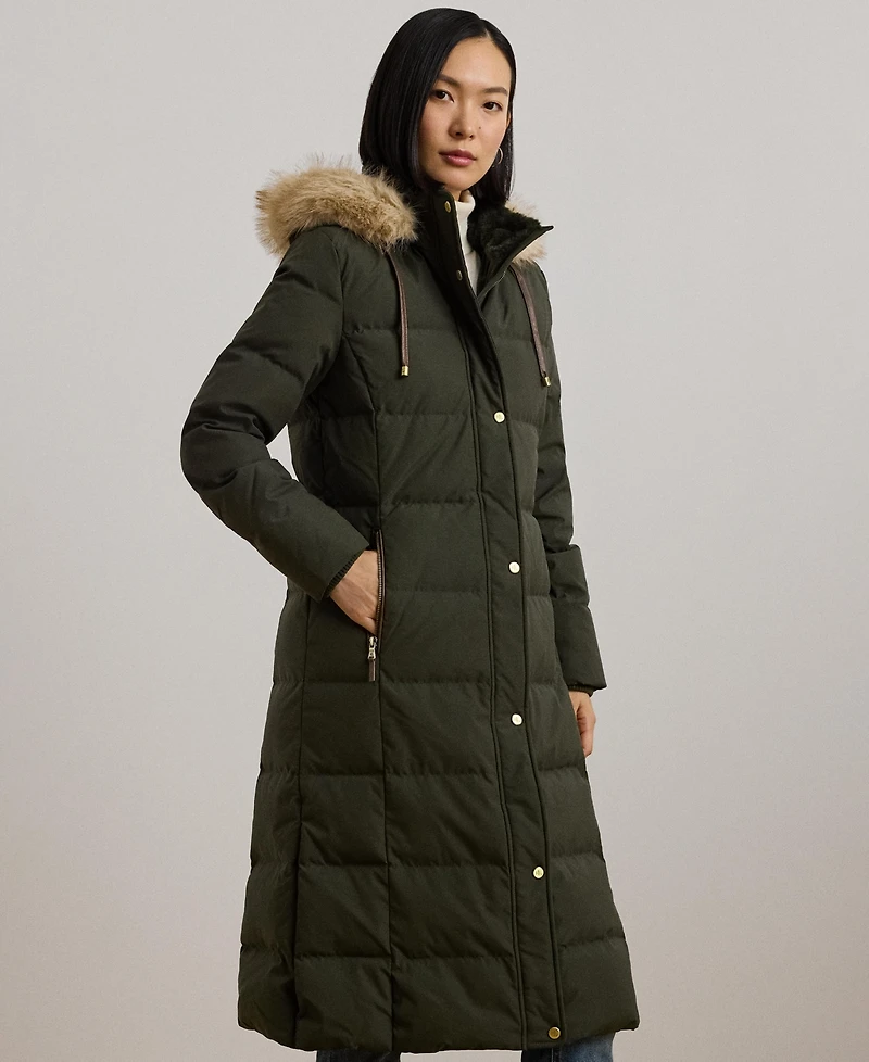 Lauren Ralph Lauren Women's Maxi Faux-Fur-Trimmed Hooded Puffer Coat