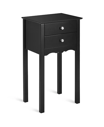 Sugift Side Table End Accent Table with 2 Drawers-White