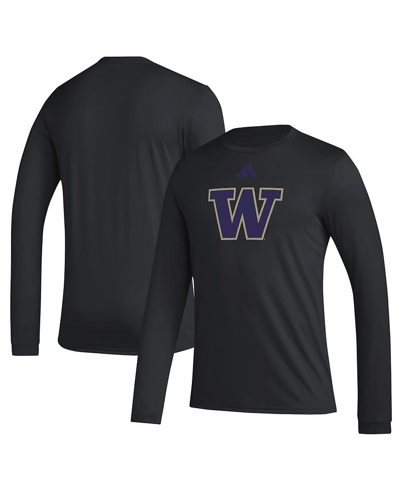 Adidas Men's Washington Huskies Primary Locker Logo Pre-Game Long Sleeve T-Shirt