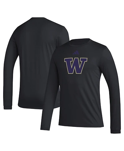 Adidas Men's Washington Huskies Primary Locker Logo Pre-Game Long Sleeve T-Shirt