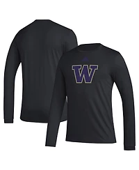 Adidas Men's Washington Huskies Primary Locker Logo Pre-Game Long Sleeve T-Shirt