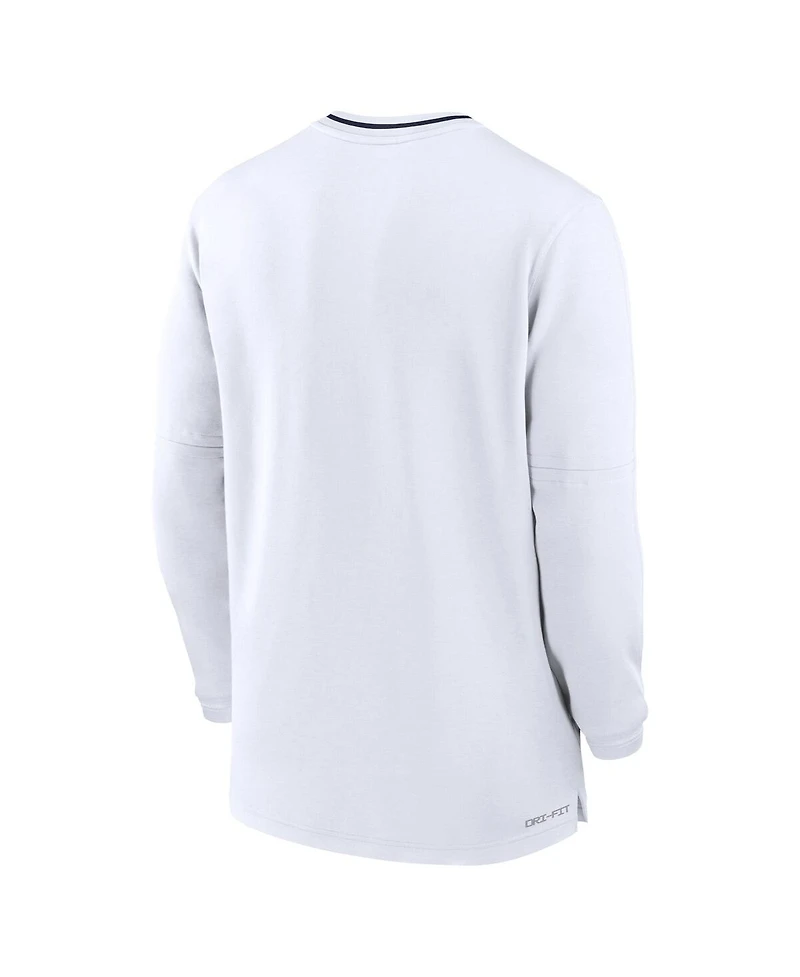 Nike Men's White West Virginia Mountaineers 2024 Sideline Coach Performance Half-Zip Long Sleeve Top