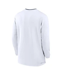 Nike Men's White West Virginia Mountaineers 2024 Sideline Coach Performance Half-Zip Long Sleeve Top