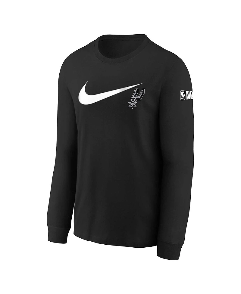 Nike Big Boys and Girls Black San Antonio Spurs Swoosh Long Sleeve T-Shirt