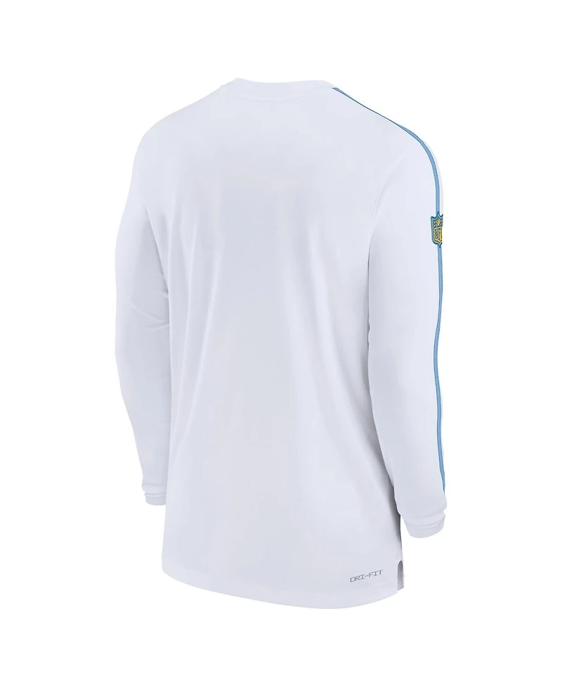 Nike Men's White Los Angeles Chargers Sideline Coach Uv Performance Long Sleeve T-Shirt