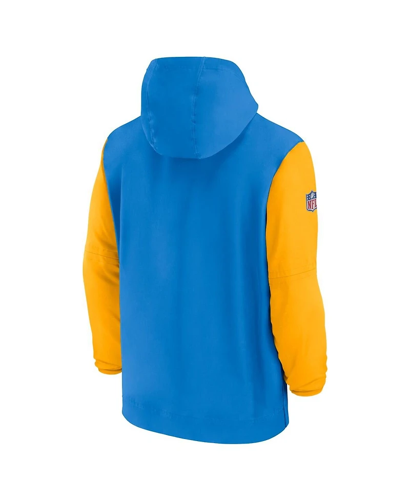 Nike Men's Powder Blue/Gold Los Angeles Chargers 2024/25 Sideline Pre-Game Player 1/2-Zip Hoodie Jacket