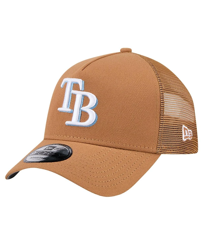 New Era Men's Brown Tampa Bay Rays A-Frame Trucker 9FORTY Adjustable Hat