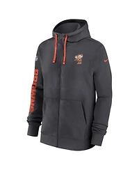 Nike Men's Anthracite Cleveland Browns 2024 Sideline Club Full-Zip Hoodie