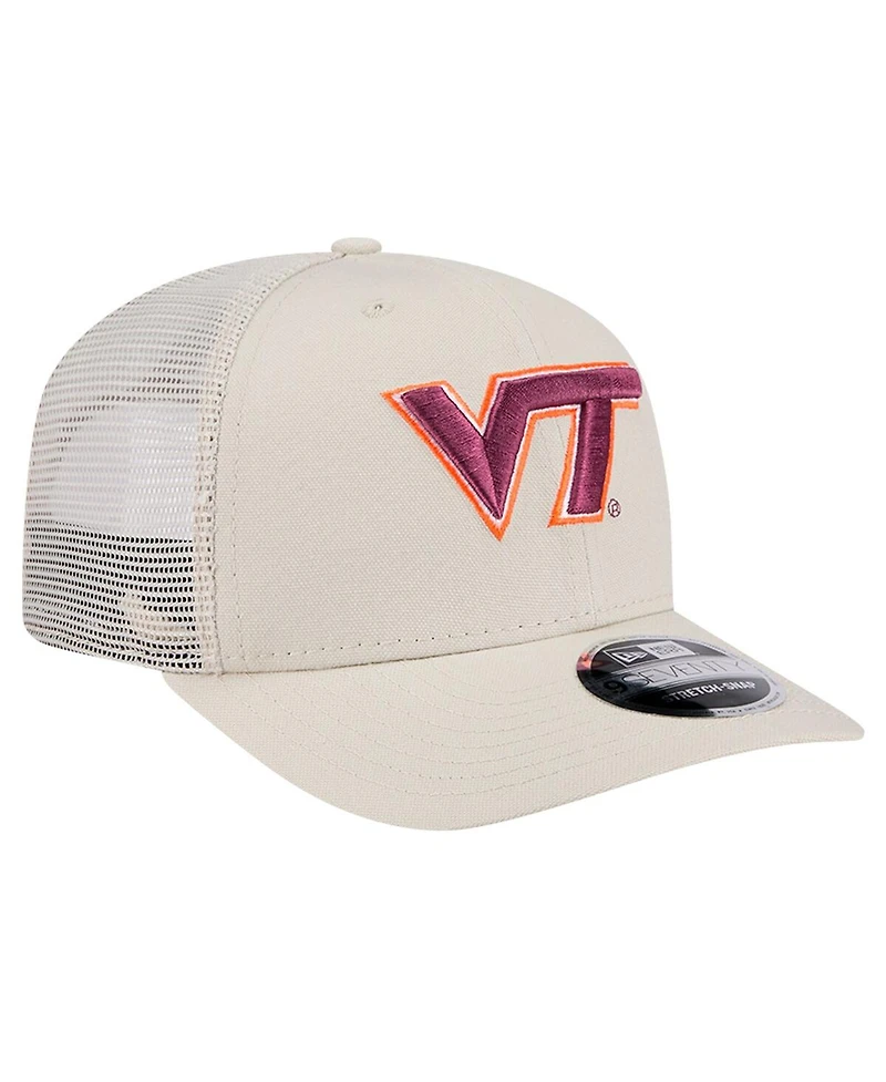 New Era Men's Natural Virginia Tech Hokies Canvas 9SEVENTY Stretch-Snap Hat