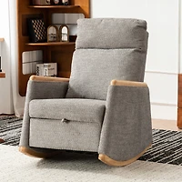 Comfortable Upholstered Rocking Chair with Solid Wood Base