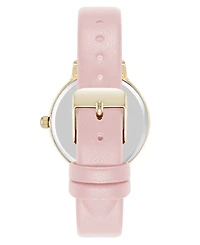 Anne Klein Women's Quartz Easy to Read Pink Leather and Gold-Tone Alloy Metal Watch, 32.5mm