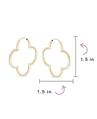 Bling Jewelry Simple Clover Flower Shaped Thin Tube Endless Hoop Earrings Sterling Silver 1.5 Diameter