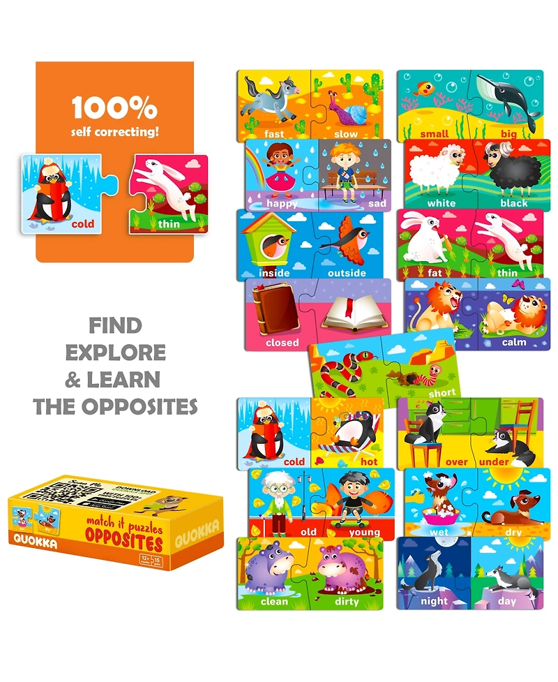 Quokka 5X Megaset Matching Puzzles for Toddlers 3-5 - Numbers, Animals, Opposites
