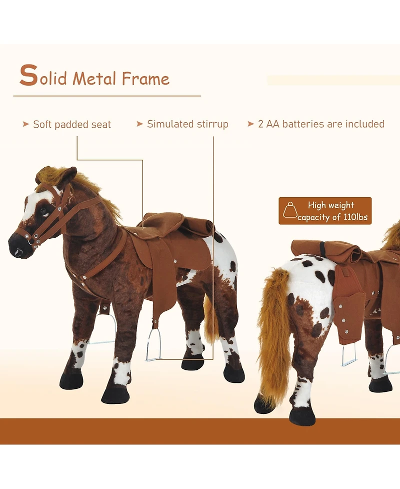 Plush Sound Riding Horse for Toddlers with Neighing and Galloping