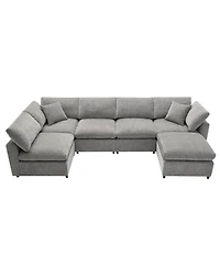 Streamdale Furniture Modern Modular 6-Seat Cloud Sofa Bed with Ottoman