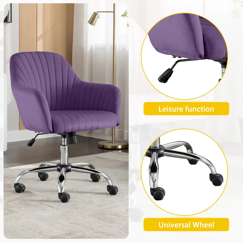 Streamdale Modern Velvet Accent Chair with Adjustable Height and Casters
