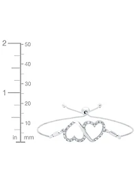 Diamond Double Heart Bolo Bracelet (1/6 ct. t.w.) in Sterling Silver