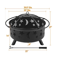 Yaheetech 30 Inch Iron Fire Pit with Poker and Mesh Cover