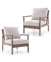 Skonyon Modern Accent Chair with Solid Rubber Wood Armrests