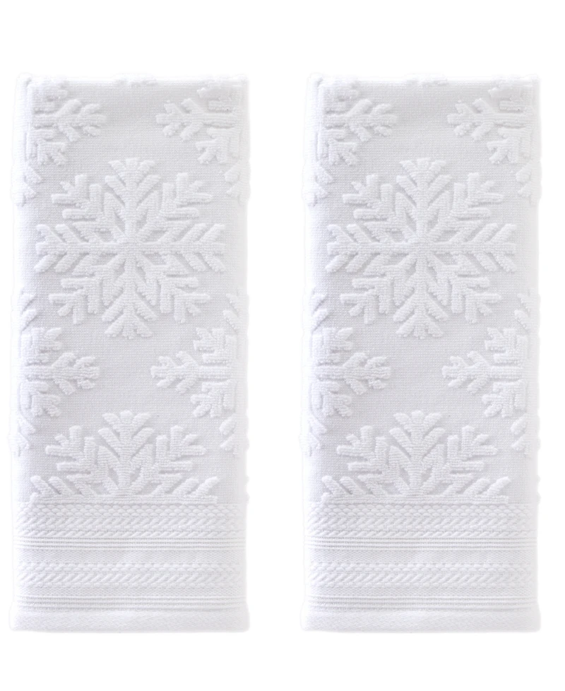 Skl Home Subtle Snowflakes Jacquard Cotton 2 Piece Hand Towel, 16" x 26"