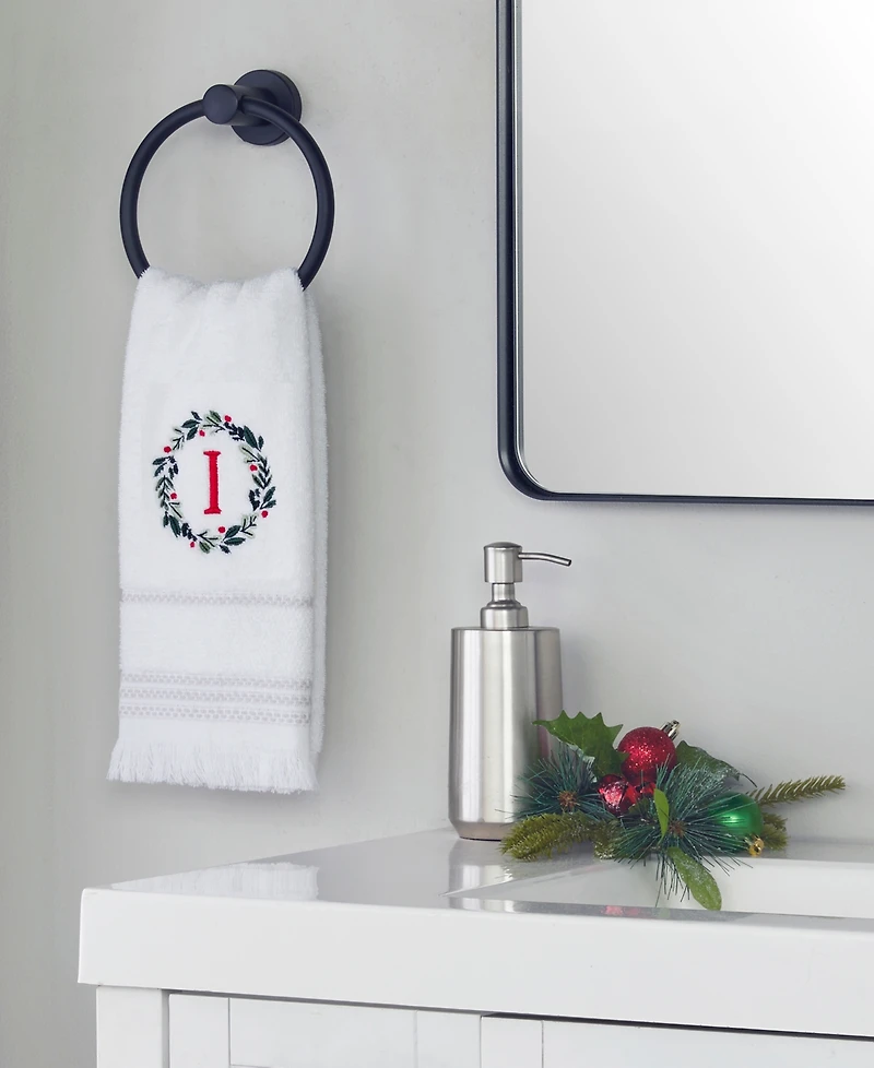 Skl Home Wreath Monogram Cotton Hand Towel, 16" x 26"
