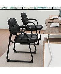 Vebreda Upholstered Waiting Room Chair with Armrest and Ergonomic Backrest-Black