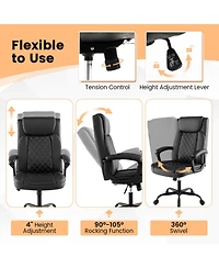 Vebreda High Back Ergonomic Executive Chair with Thick Headrest Cushion-Black