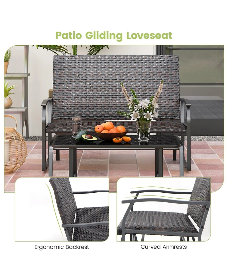 Sugift All Weather Outdoor 2-Person Swing Glider Bench with Quick Dry Foam Seat