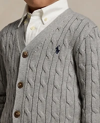 Polo Ralph Lauren Toddler and Little Boys Cable-Knit Cotton V-Neck Cardigan Sweater