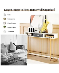Sugift Narrow Long Sofa Table for Living Room-White