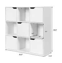 Skonyon Free Standing 9 Cube Storage Wood Divider Bookcase for Home and Office-White