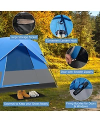 Vebreda 3 Person Outdoor Camping Tent with Removable Floor Mat for Camping Hiking Traveling-Blue