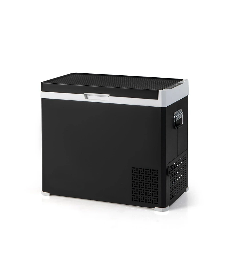 53QT Portable Dual Zone 12V Car Refrigerator Compressor Fridge Freezer for Vehicles Camping Travel-Black
