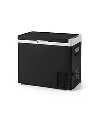 53QT Portable Dual Zone 12V Car Refrigerator Compressor Fridge Freezer for Vehicles Camping Travel-Black