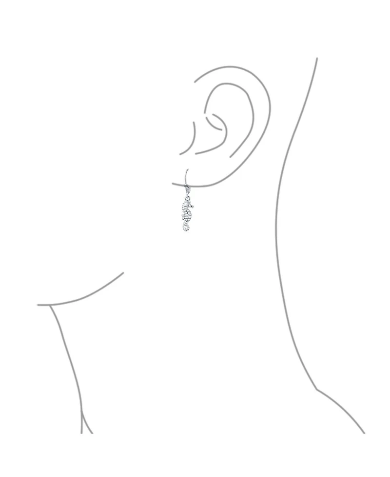 Bling Jewelry Ocean Animal Nautical Beach Vacation Seahorse Dangling Earrings Sterling Silver Lever back