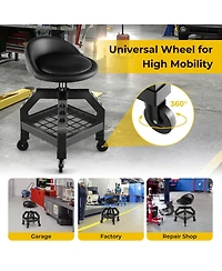 Rolling Seat Mechanic Stool Chair with Tool Tray 4 Universal Wheels for Factory