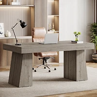 Tribesigns 55 Inches Executive Desk, Mid-Century Modern Home Office Desk, Wood Computer Desk Business Workstation Desk