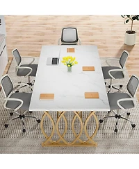Tribesigns Modern Dining Table, 63" Large Kitchen Table for 4-6 People, Unique Rectangular Dinner Table Kitchen & Dining Room Furniture with Faux Marb