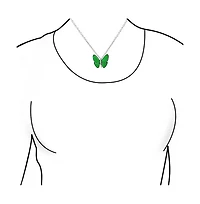 Bling Jewelry Nature Cz Accent Green Malaysian Jade Garden Insect Butterfly Necklace Pendant Silver Plated