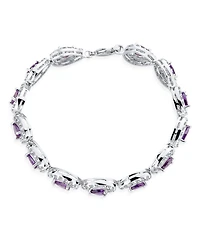 Bling Jewelry Cocktail Party Estate Statement Halo Teardrop Cz Purple Bracelet Prom s 7 Inch