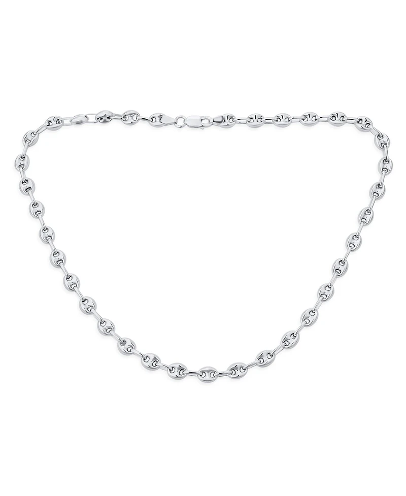 Bling Jewelry Unisex .925 Sterling Silver Nautical Anchor Link Puff Mariner Chain Necklace For Women Men 6MM Wide Inch