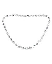Bling Jewelry Unisex .925 Sterling Silver Nautical Anchor Link Puff Mariner Chain Necklace For Women Men 6MM Wide Inch