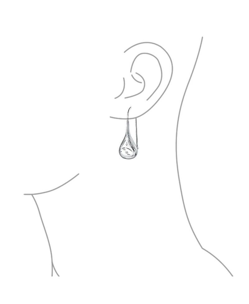 Bling Jewelry Carved Etched Puffed Pear Shaped Rain Drop Teardrop Earrings Fishhook Sterling Silver