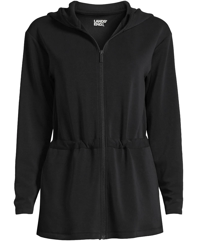 Lands' End Women's Cupro Long Sleeve Full Zip Tunic Hoodie