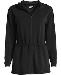 Lands' End Women's Cupro Long Sleeve Full Zip Tunic Hoodie