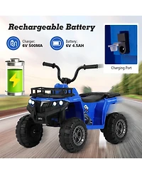 6V Kids Ride On Electric Atv with Led Headlights and MP3 Player-Blue