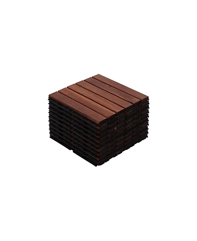 Streamdale Furniture Acacia Hardwood Deck Tiles Striped Pattern, Outdoor Flooring