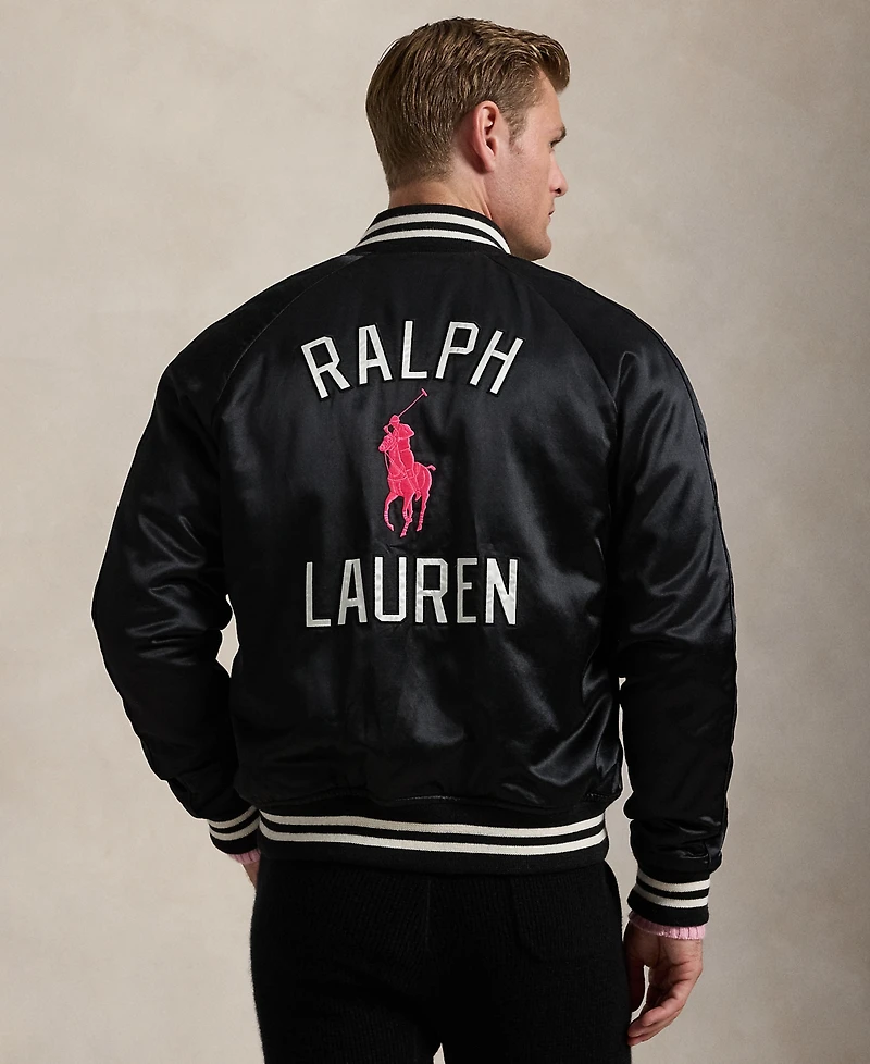 Polo Ralph Lauren Unisex Pink Pony Satin Baseball Jacket